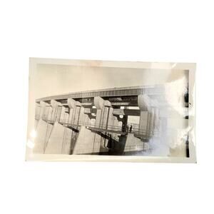 Vtg Fort Peck Original Monochrome Photography Found Snapshot 1940s Landscape